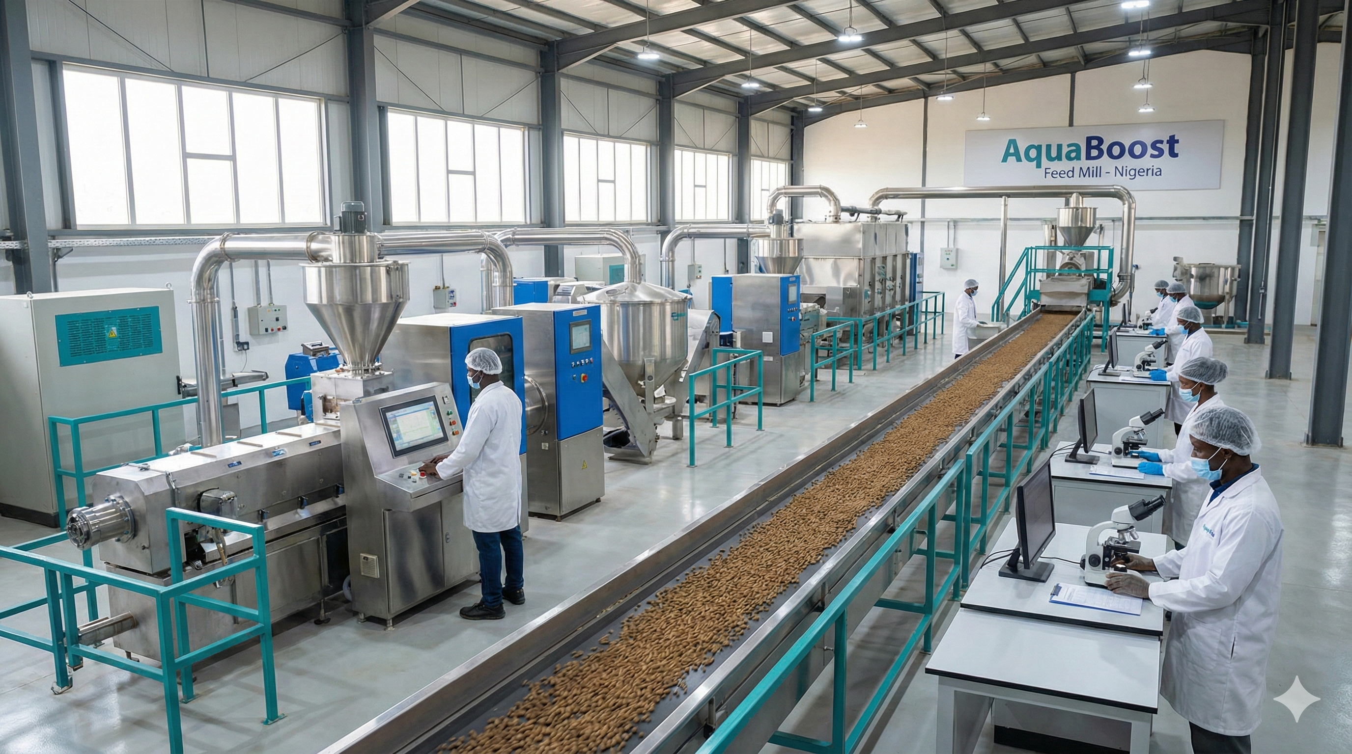 AquaBoost Premium Fish Feed Production