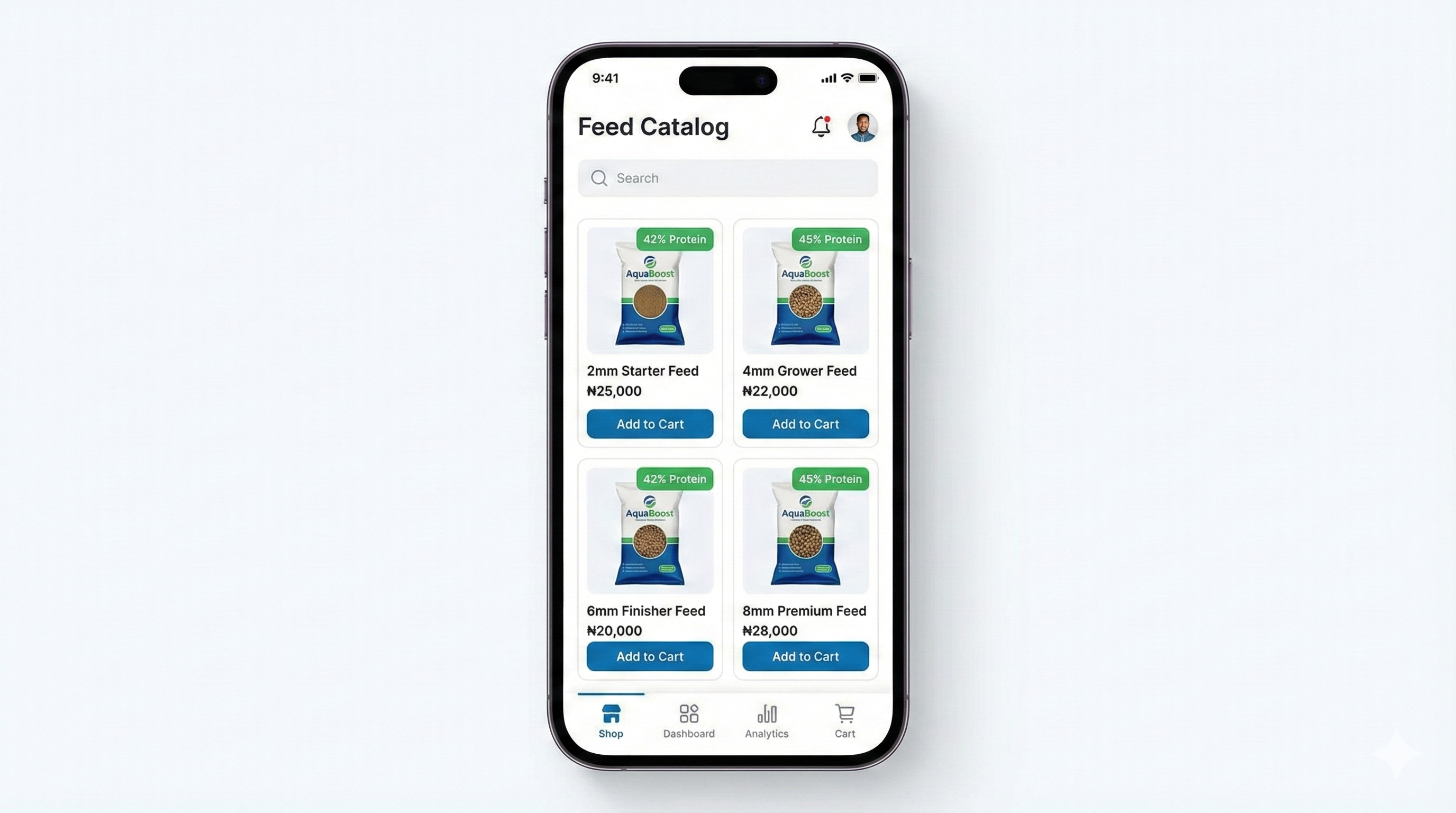 Browse Our Catalog - Choose the right feed for your catfish. Select from 2mm starter, 4mm grower, or 6mm finisher feed based on your fish size and growth stage.